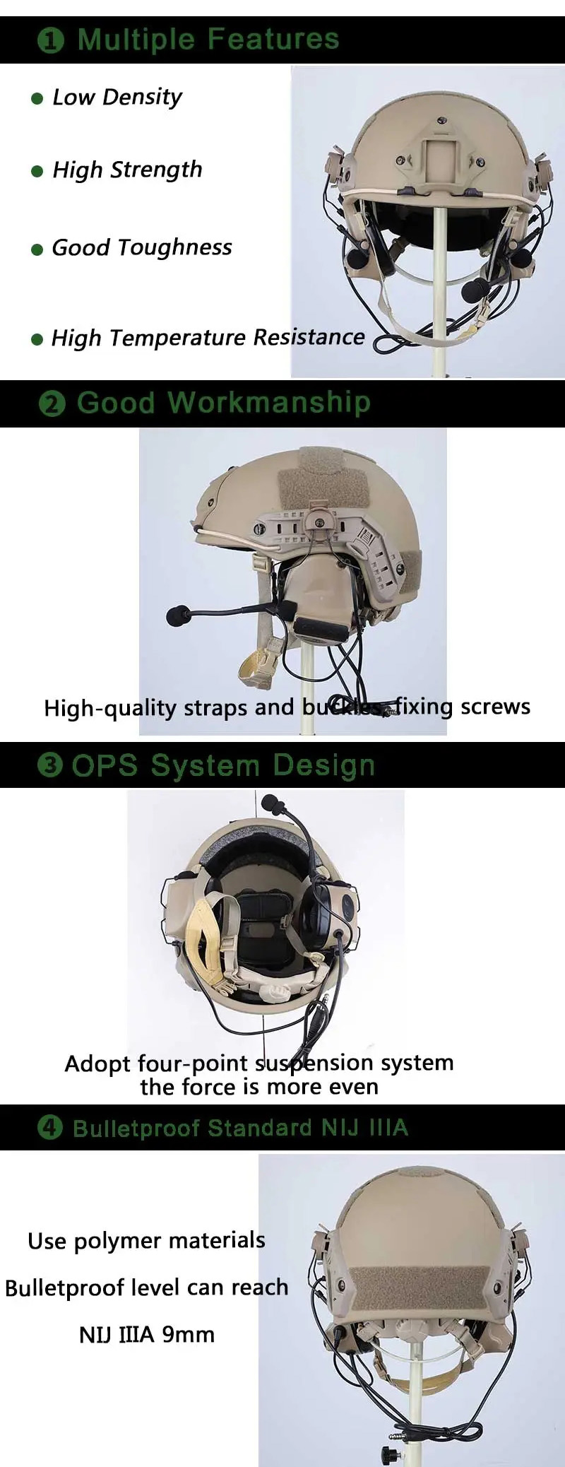 Multicam Aramid PE M88 Bulletproof Helmet Supplier